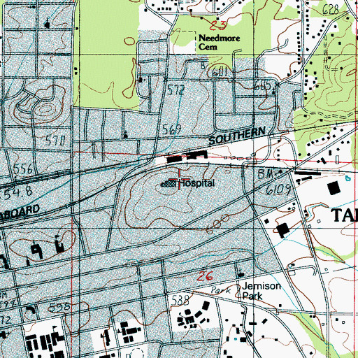 Topographic Map of Citizens Baptist Medical Center, AL