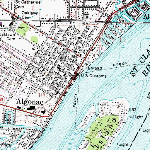Topographic Map of Algonac, MI