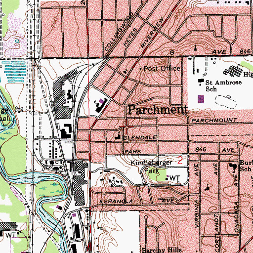 Topographic Map of City of Parchment, MI