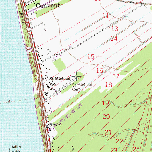 Topographic Map of Saint Michael Cemetery, LA