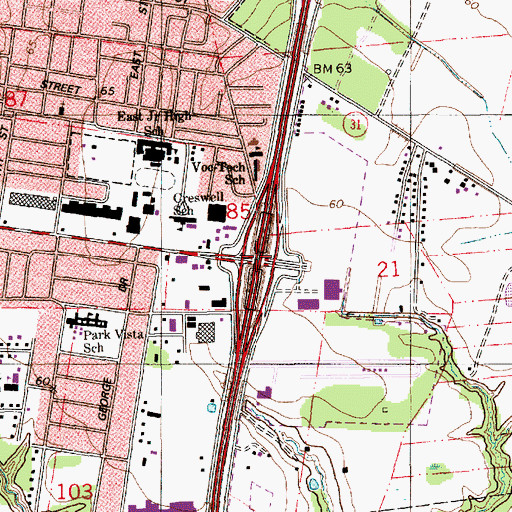 Topographic Map of Interchange 18, LA
