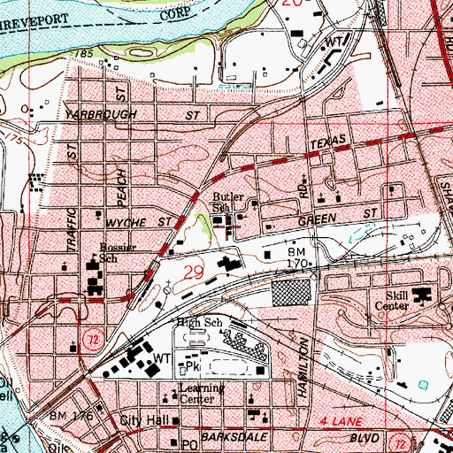 Topographic Map of Butler Educational Complex School, LA