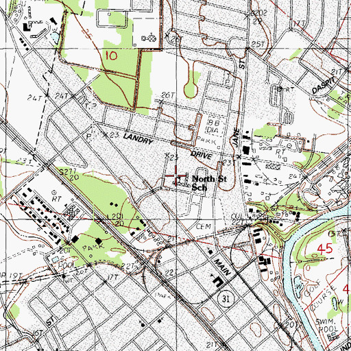 Topographic Map of North Street Elementary School, LA