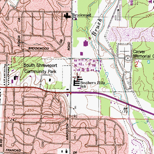 Topographic Map of Southern Hills Elementary School, LA