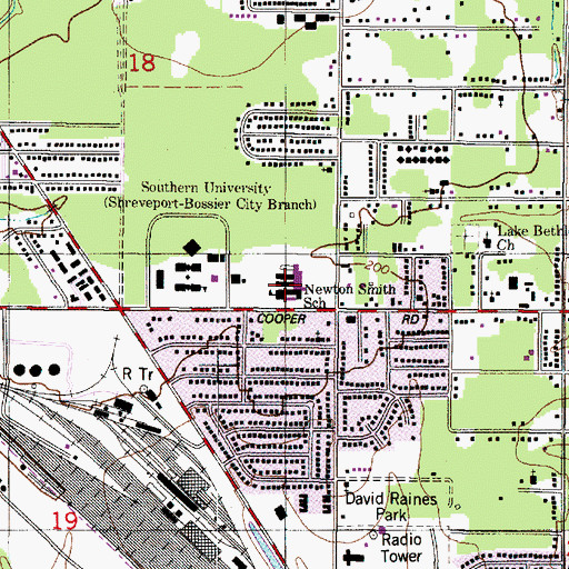 Topographic Map of Newton Smith Elementary School, LA