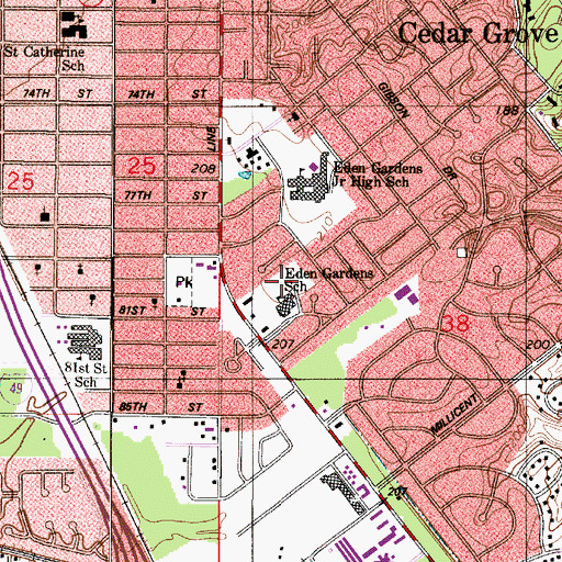 Topographic Map of EDEN GARDENS FUNDAMENTAL ELEMENTARY SCHOOL, LA