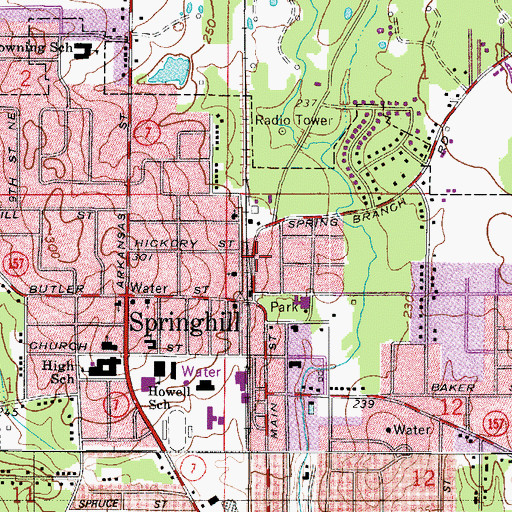 Topographic Map of Springhill Post Office, LA