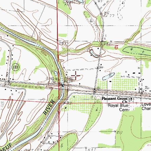 Topographic Map of KXLA-AM (Rayville), LA