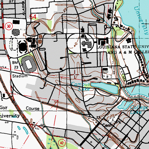 Topographic Map of KLSU-FM (Baton Rouge), LA