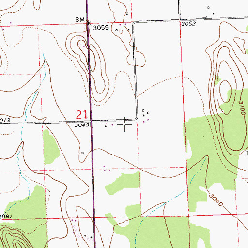 Topographic Map of 29N20W21DBAA01 Well, MT