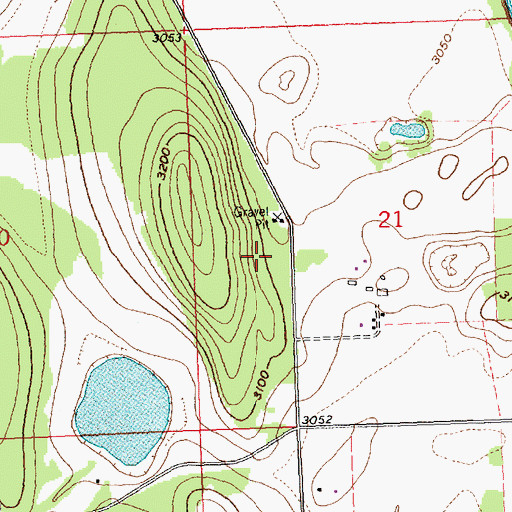 Topographic Map of 30N21W21CBAD01 Well, MT