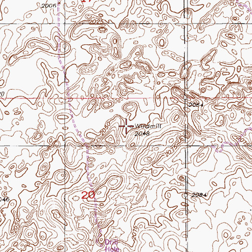 Topographic Map of 31N57E20ABDA01 Well, MT