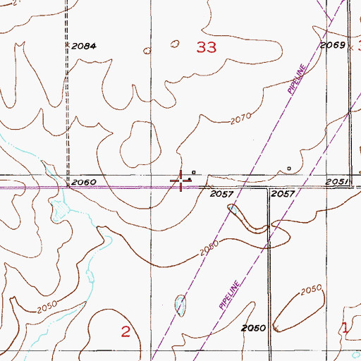 Topographic Map of 33N57E33CDDC01 Well, MT
