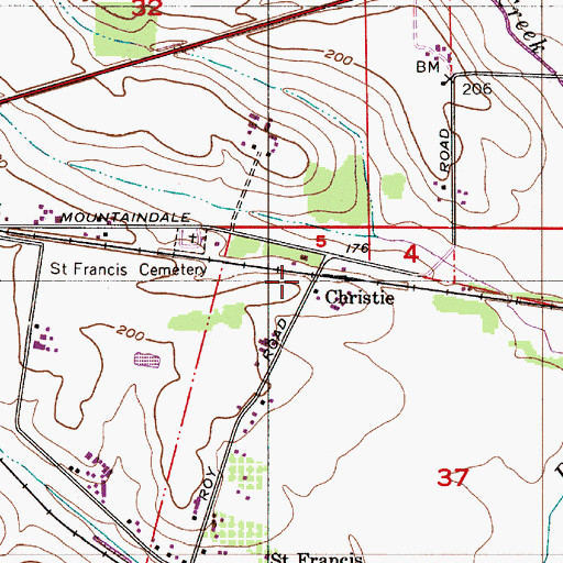 Topographic Map of Christie (historical), OR