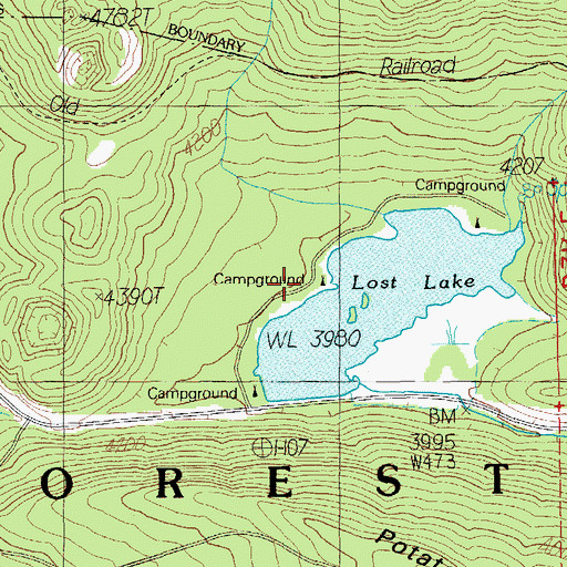 Topographic Map of Lost Lake Campground (historical), OR
