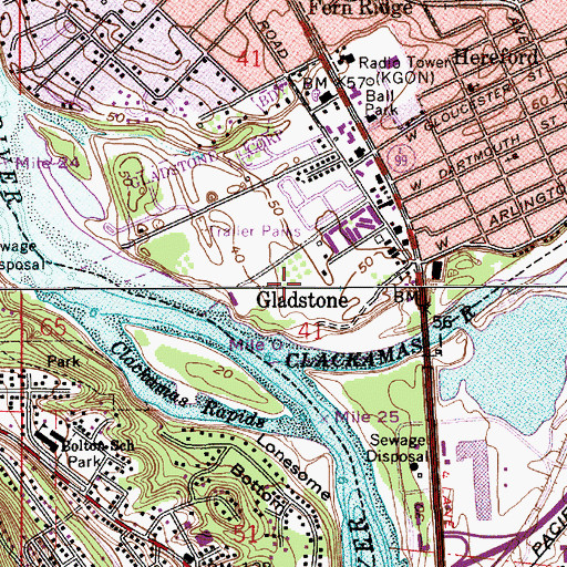 Topographic Map of Rivergreens Golf Course, OR