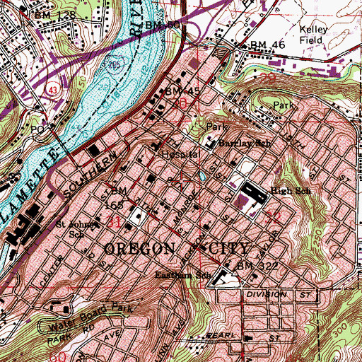 Topographic Map of Tennis Court Park, OR