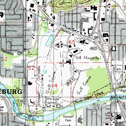 Topographic Map of Veterans Affairs Roseburg Healthcare System Roseburg Medical Center, OR