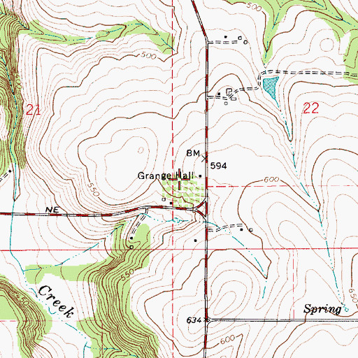 Topographic Map of Waldo Hills Grange Hall, OR