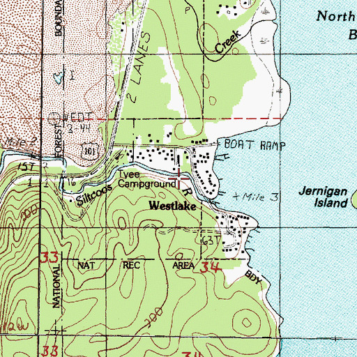 Topographic Map of Westlake, OR