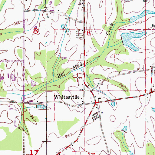 Topographic Map of Whitesville Church, AL