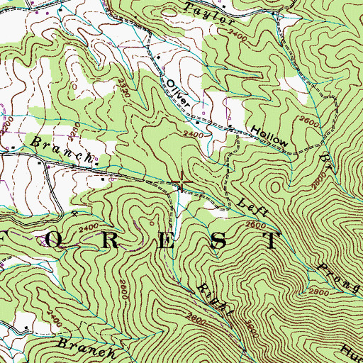 Topographic Map of Right Prong Hodge Branch, TN
