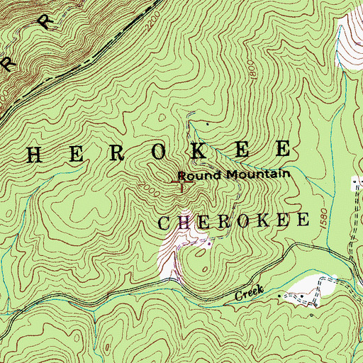 Topographic Map of Round Mountain, TN
