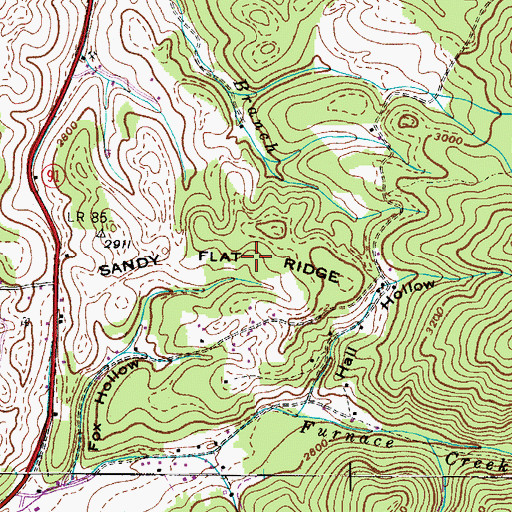 Topographic Map of Sandy Flat Ridge, TN