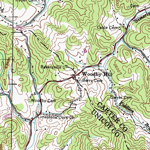 Topographic Map of McKinney Gap, TN