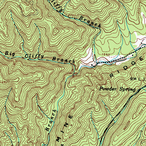 Topographic Map of Big Cliffy Branch, TN