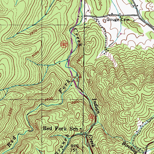 Topographic Map of Red Fork, TN