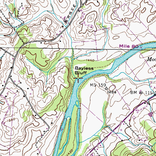 Topographic Map of Knave Branch, TN