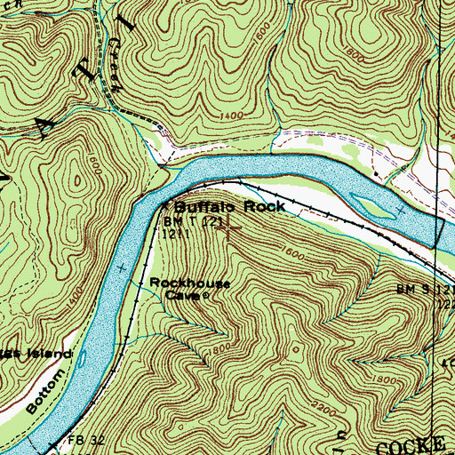 Topographic Map of Buffalo Rock, TN