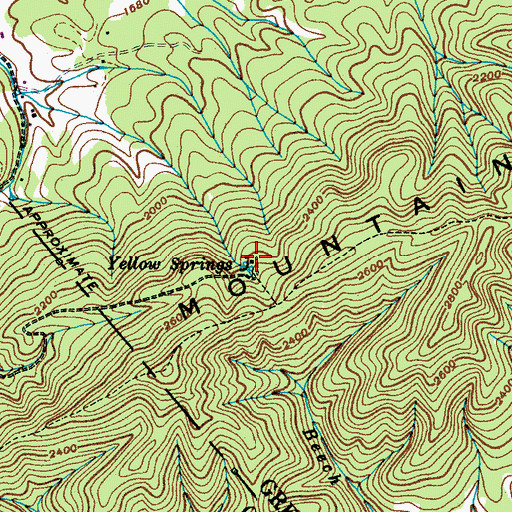 Topographic Map of Yellow Spring, TN