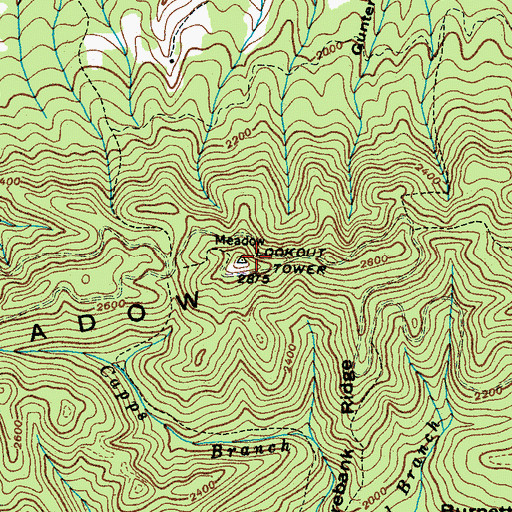 Topographic Map of Meadow Creek Lookout, TN