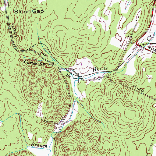 Topographic Map of Carter Spring Branch, TN