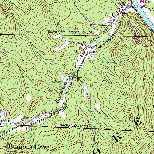 Topographic Map of Sugar Hollow, TN