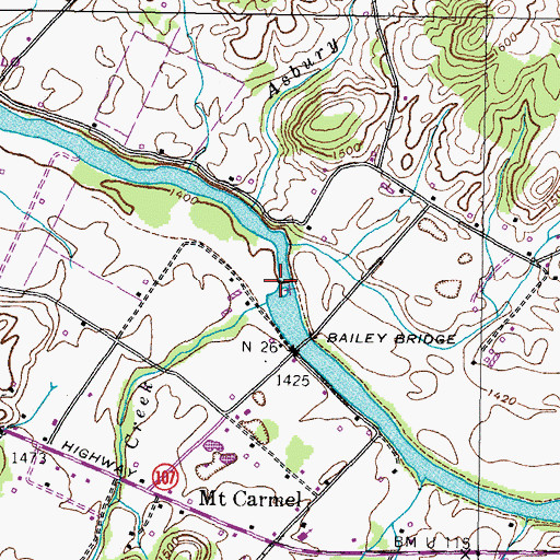 Topographic Map of Stuarts Mill (historical), TN