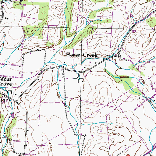 Topographic Map of Horse Creek Spring, TN