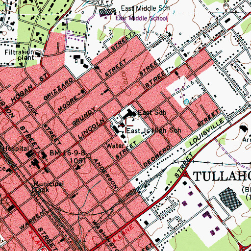 Topographic Map of Jessie Mai Aydelott College (historical), TN