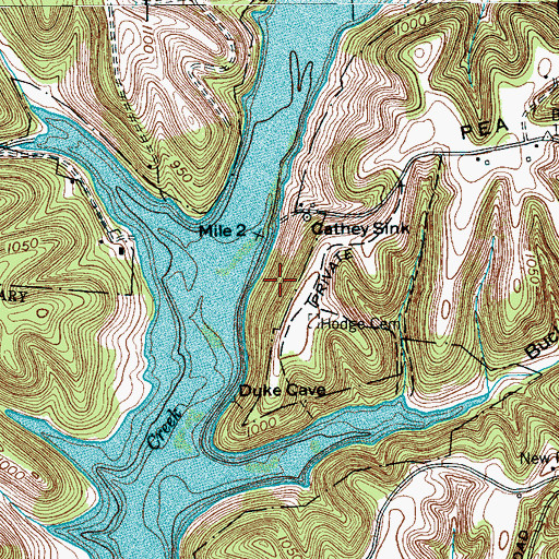 Topographic Map of Old Cave Spring, TN