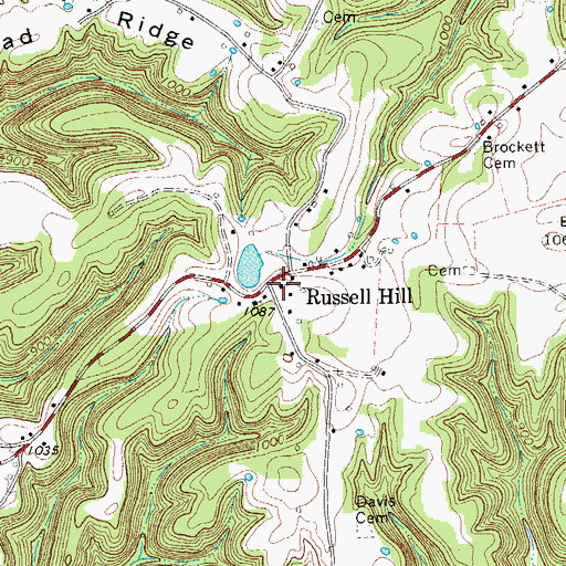 Topographic Map of Russell Hill Baptist Church, TN