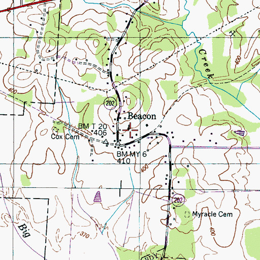 Topographic Map of Beacon Baptist Church, TN
