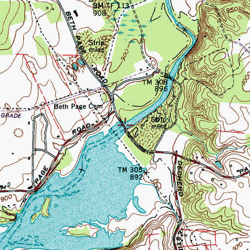 Topographic Map of Gossage Ford (historical), TN