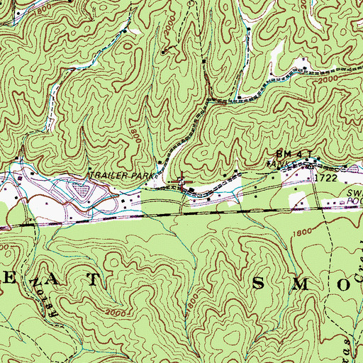 Topographic Map of Webbs Creek Cemetery, TN