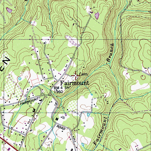 Topographic Map of Fairmount Cemetery, TN