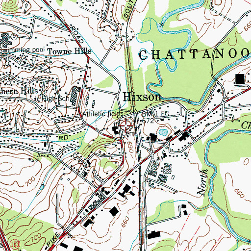 Topographic Map of Ephraim Hixon Cemetery, TN