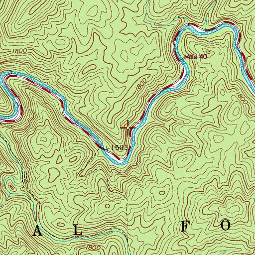 Topographic Map of Cow Camp Trail, TN