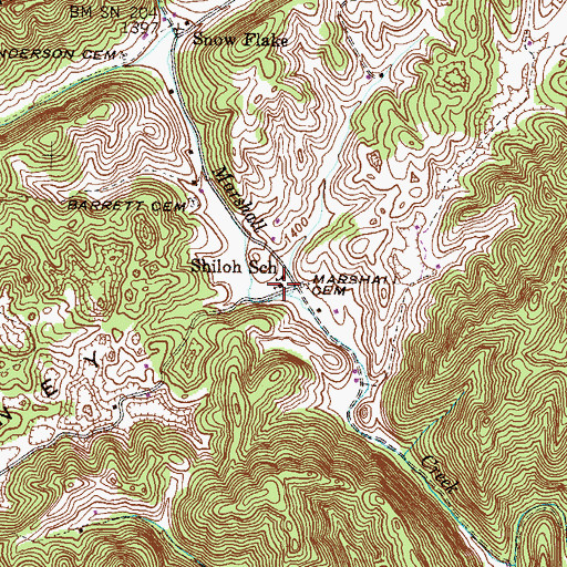 Topographic Map of Shiloh Church, TN