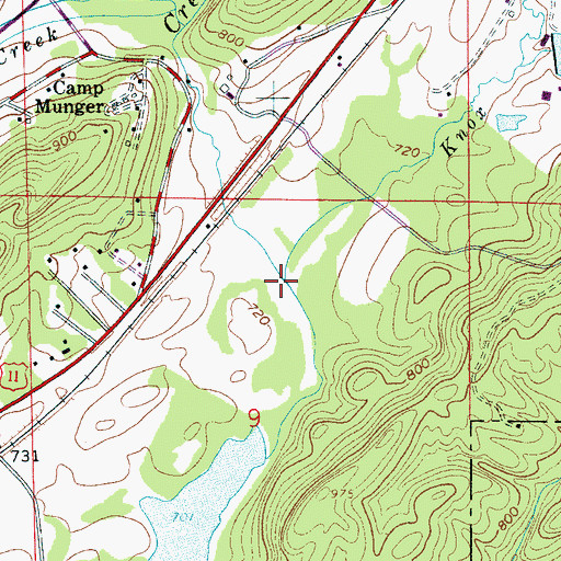 Topographic Map of Knox Branch, AL